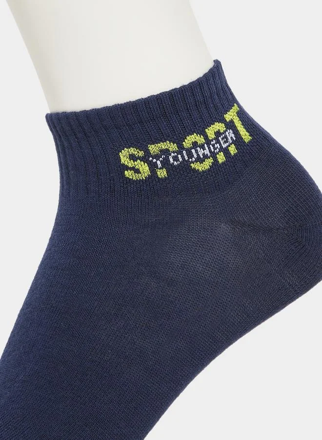 Styli  Pack of 5 - Printed Detail Ribbed Cuff Ankle Socks for Men | Best Price UAE